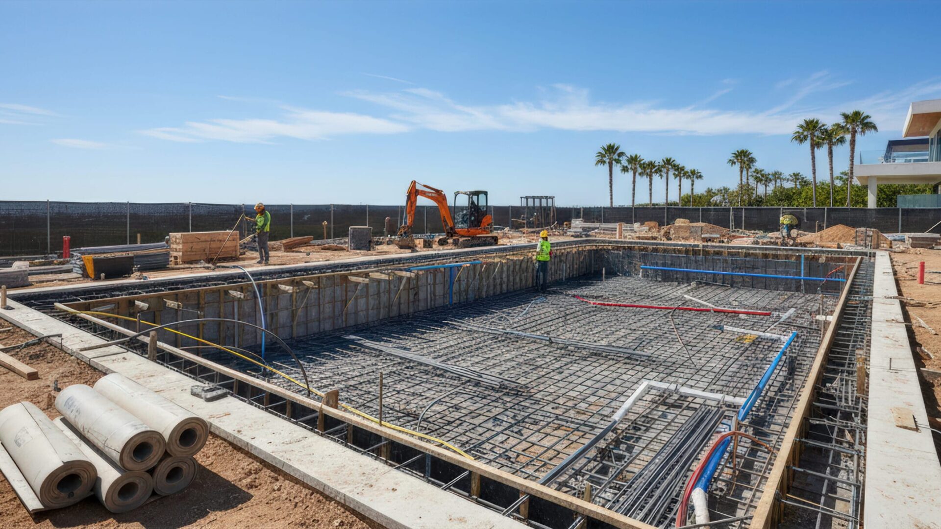 Construction of a new concrete pool at a Mallorca villa