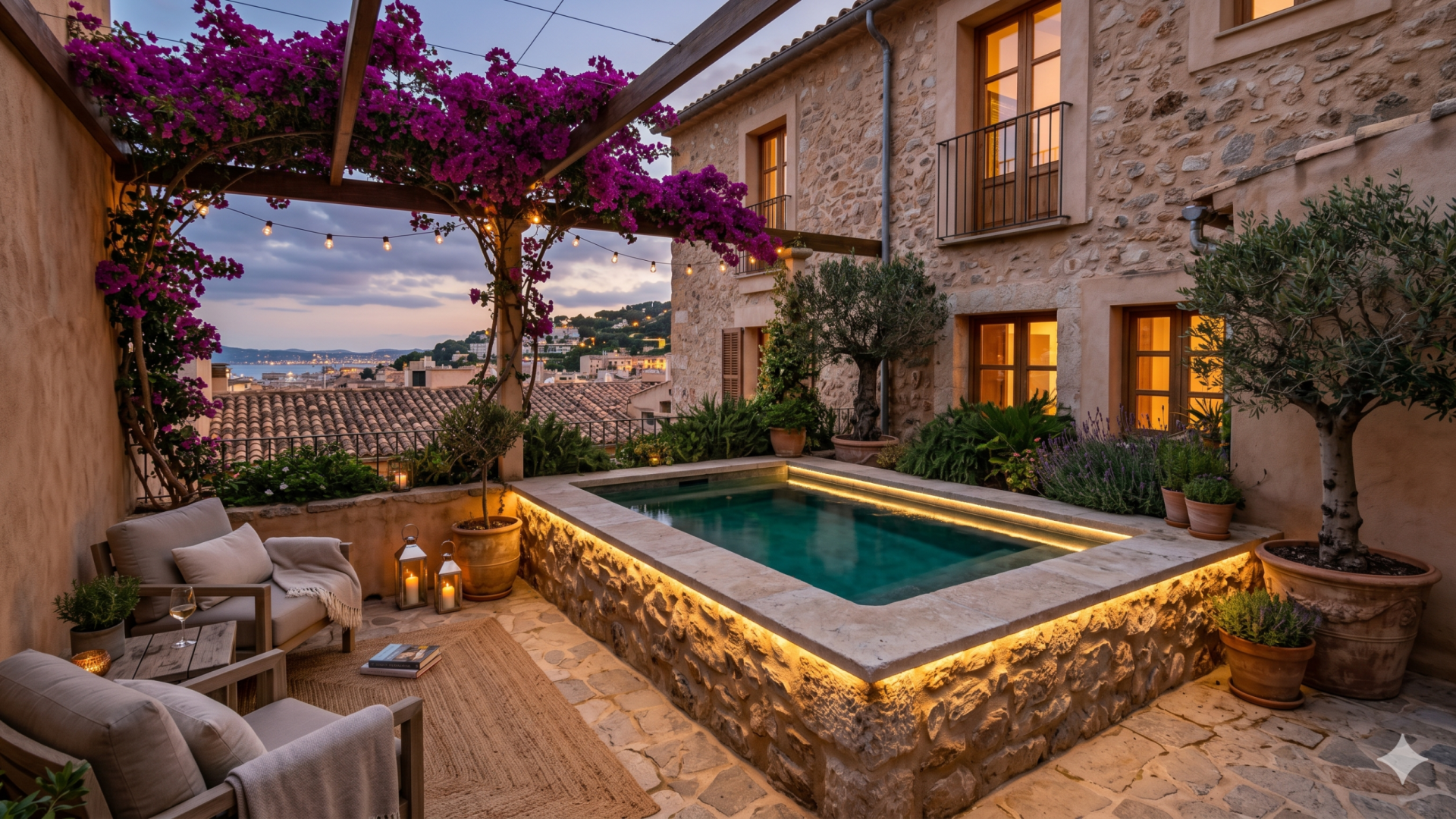 Compact small pool design for a Mallorca townhouse