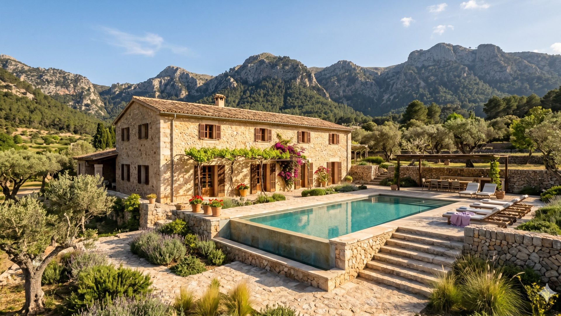 Luxury pool at a villa in Pollensa, Mallorca