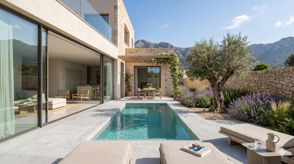Compact courtyard pool for a Mallorca townhouse