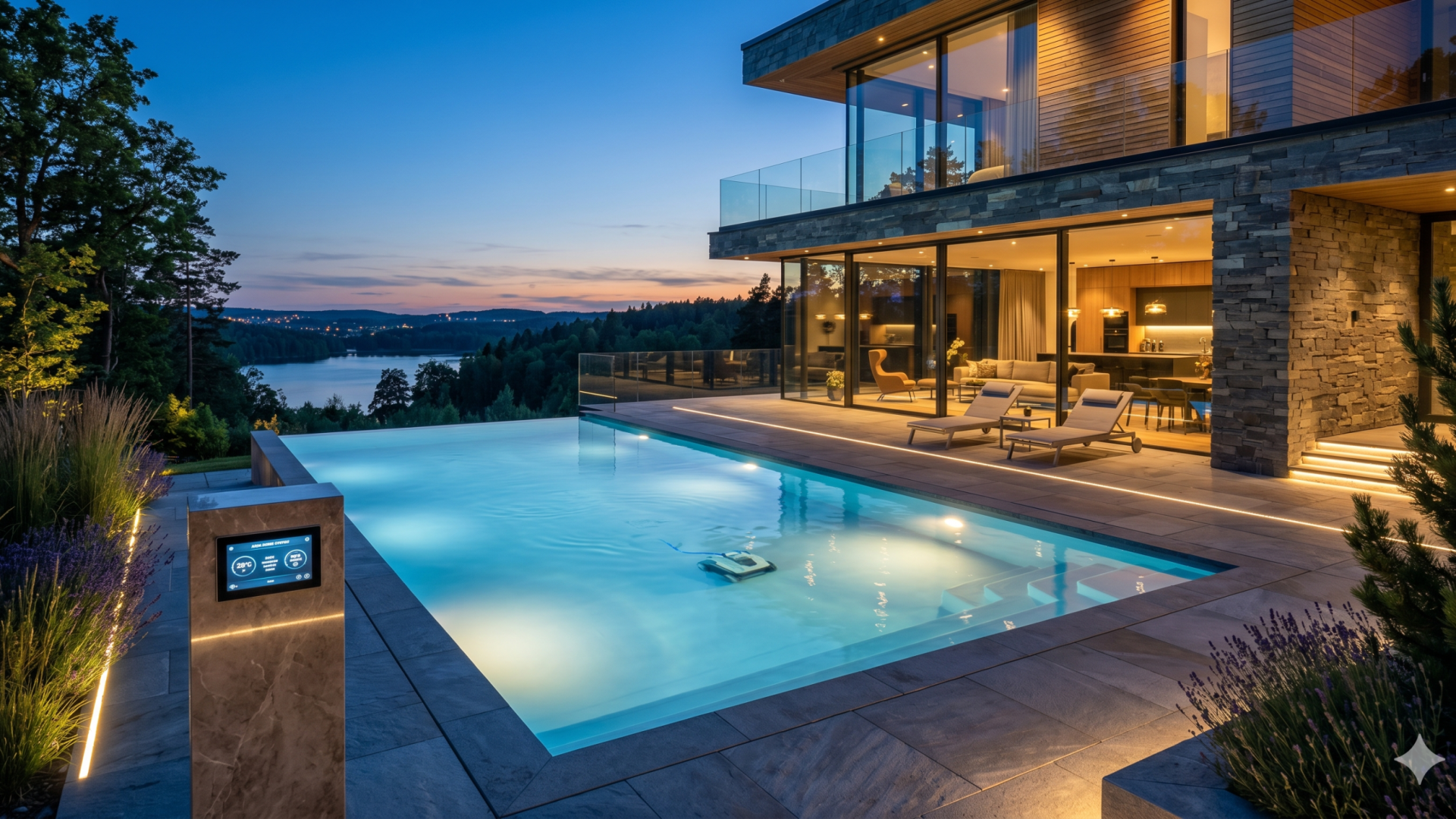 Smart pool with app control panel and robotic cleaner in Mallorca