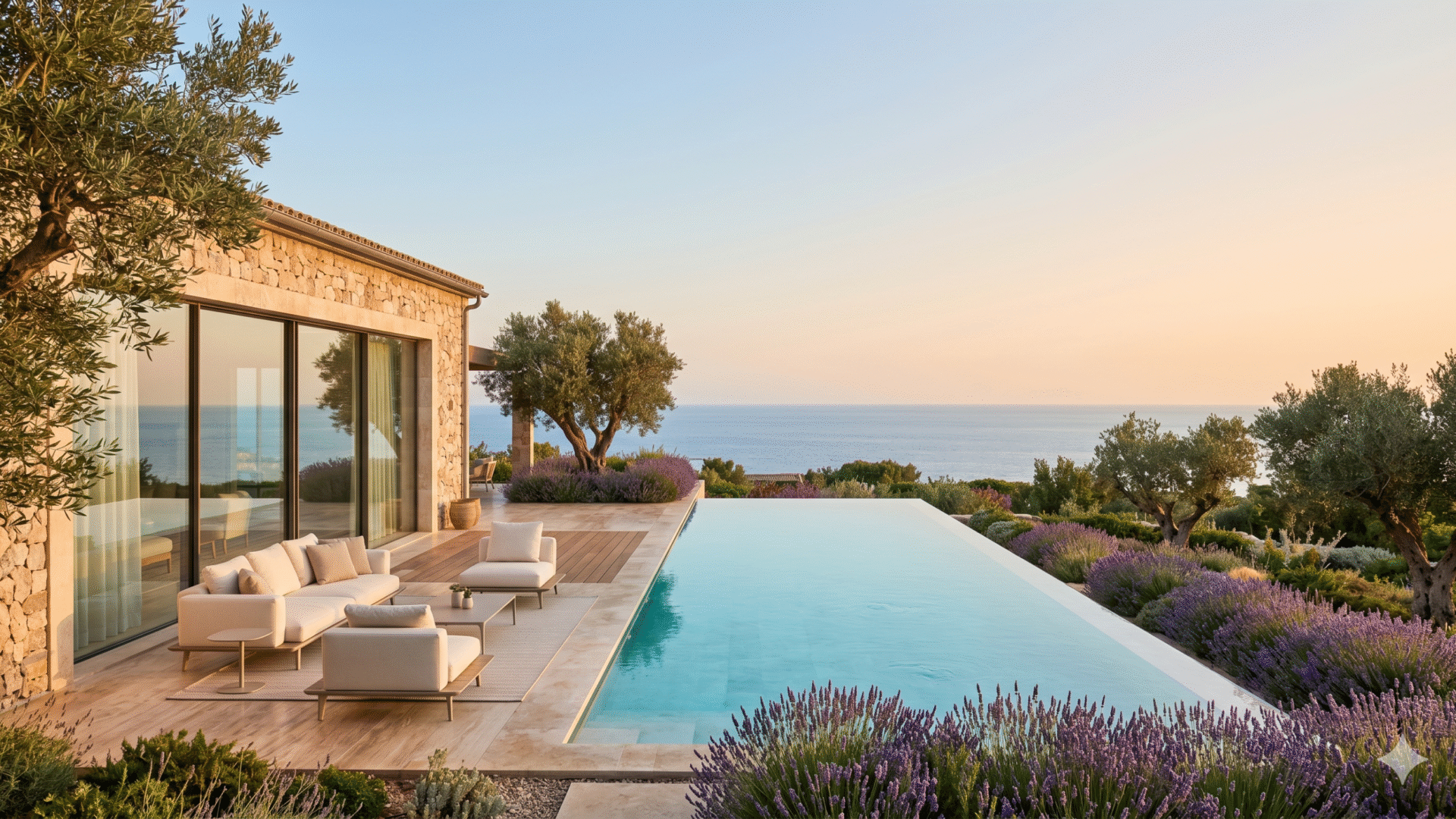 Luxury private villa pool with sea view in Mallorca